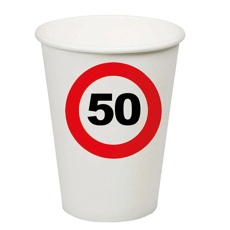 Pappbecher Verkehrsschild #50 | 250ml/8Stk.