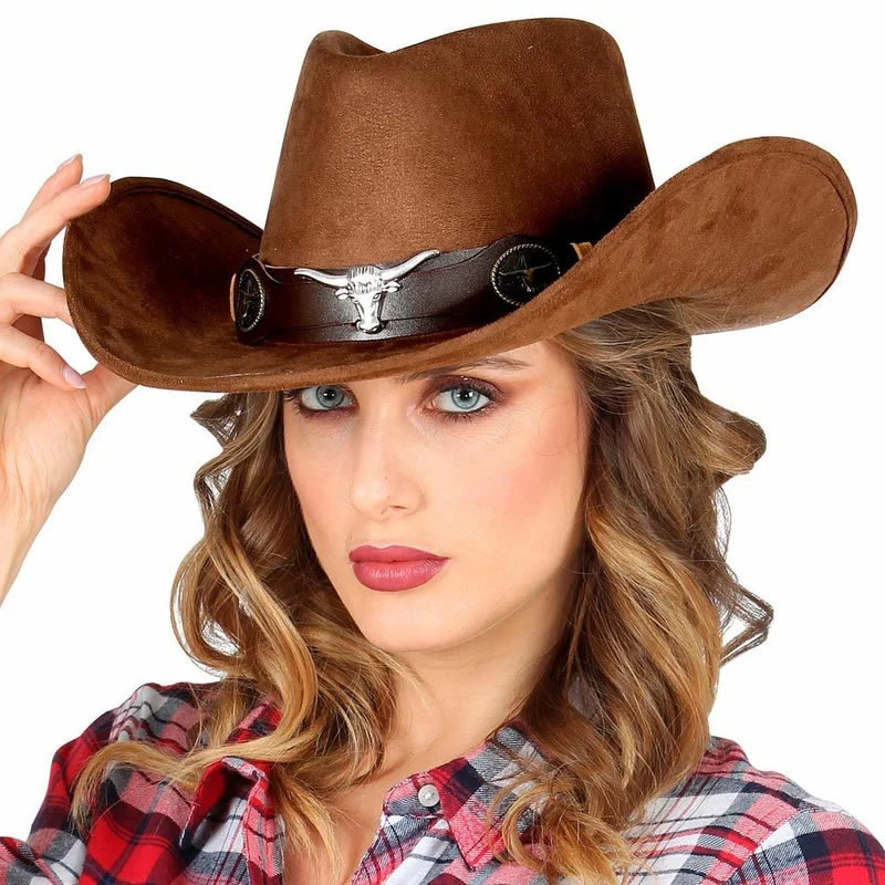 Cowboy Hut "Dallas" im Wildleder-Look | Braun