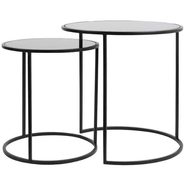 Beistelltisch DUARTE Glas-schwarz-matt 2er-Set