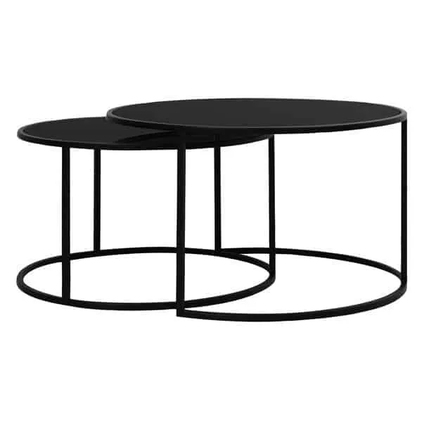 Couchtisch DUARTE Glas schwarz-matt 2er-Set