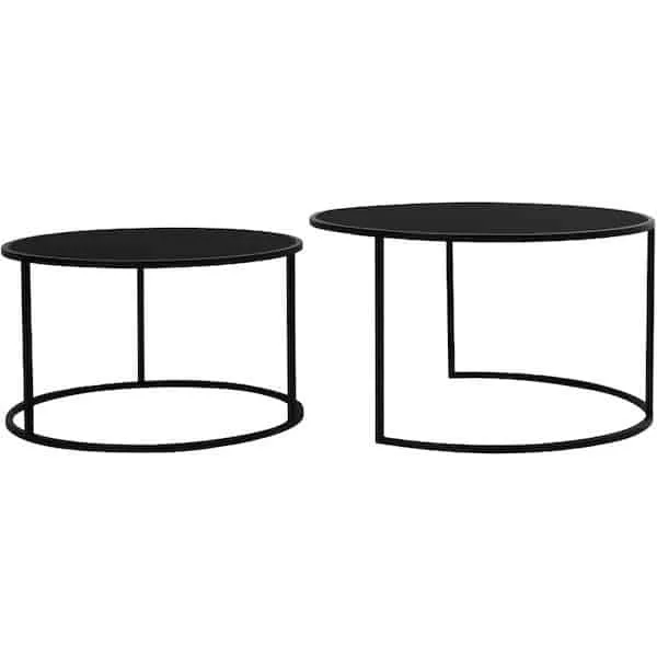 Couchtisch DUARTE Glas schwarz-matt 2er-Set