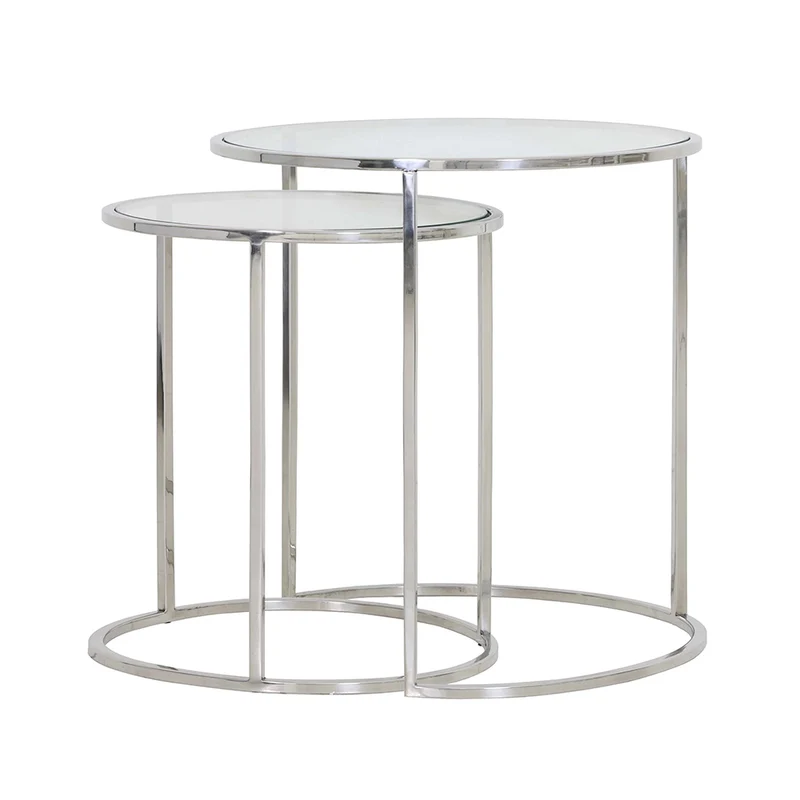 Beistelltisch DUARTE Glas Nickel 2er-Set