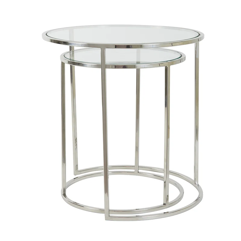 Beistelltisch DUARTE Glas Nickel 2er-Set
