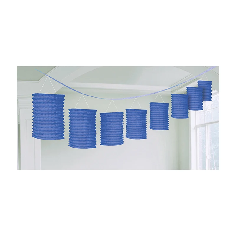 Bunte Papier Dekolaternen-Girlanden 3,6 m - Tolle Party Dekoration Accessoires - Royalblau