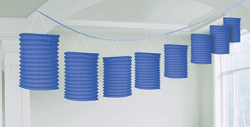 Bunte Papier Dekolaternen-Girlanden 3,6 m - Tolle Party Dekoration Accessoires - Royalblau
