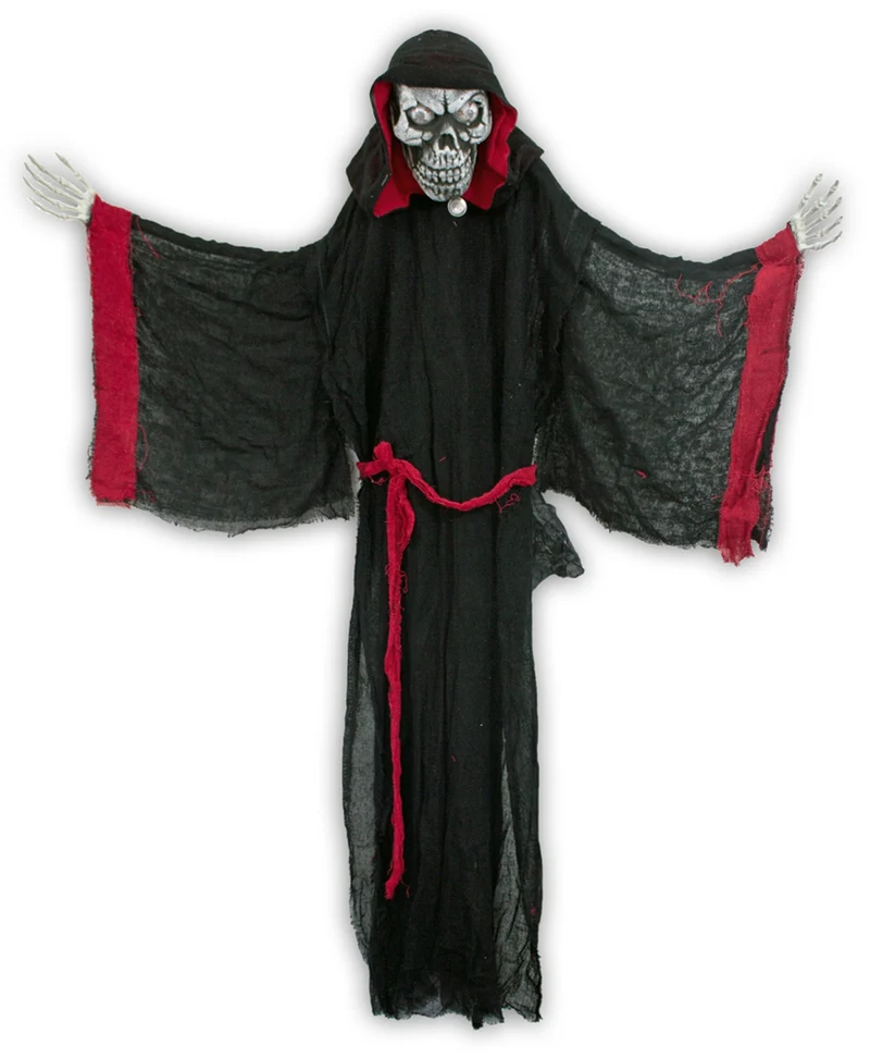Halloween Dekoration Vampir mit Totenkopf animiert 155 cm | Standfigur mit Licht & Sound