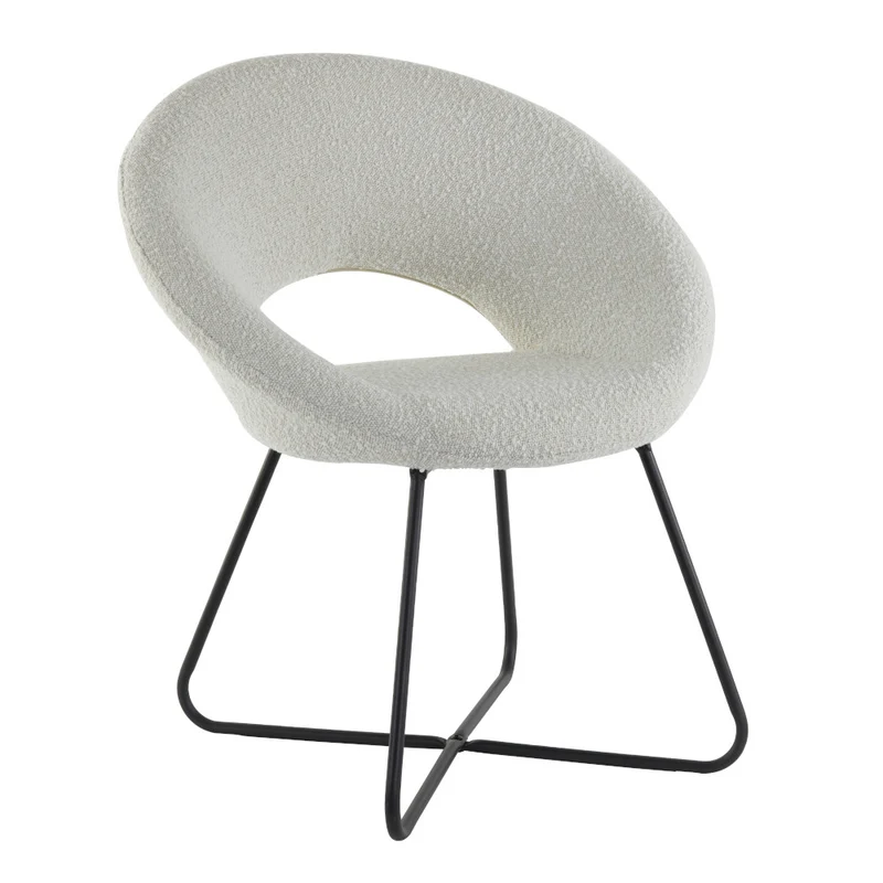 Stuhl ANTONY boucle creme- schwarz 72x64x82cm