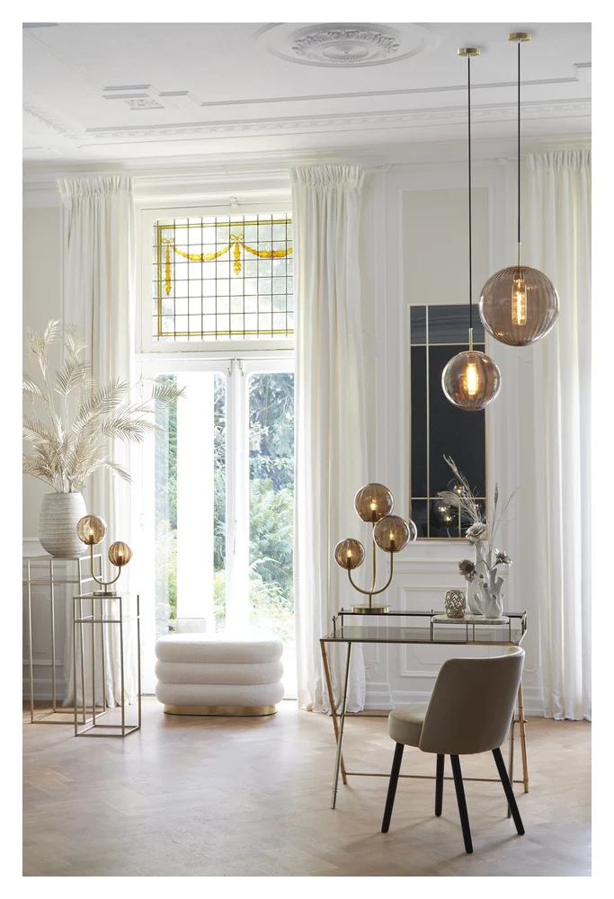 Hocker LYALL gold- weiß 80x40x45cm