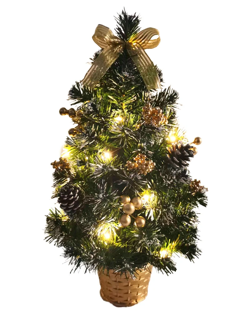 Geschmückter Weihnachtsbaum mit 20er LED Lichterkette - 50cm | 20257 - Gold