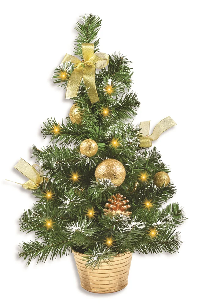 Geschmückter Weihnachtsbaum mit 20er LED Lichterkette - 50cm | 20257 - Gold