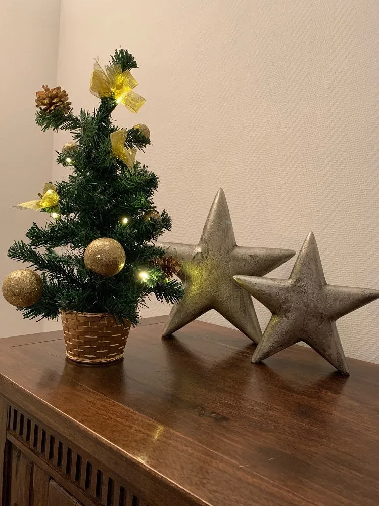 Geschmückter Weihnachtsbaum mit 20er LED Lichterkette - 50cm | 20257 - Gold