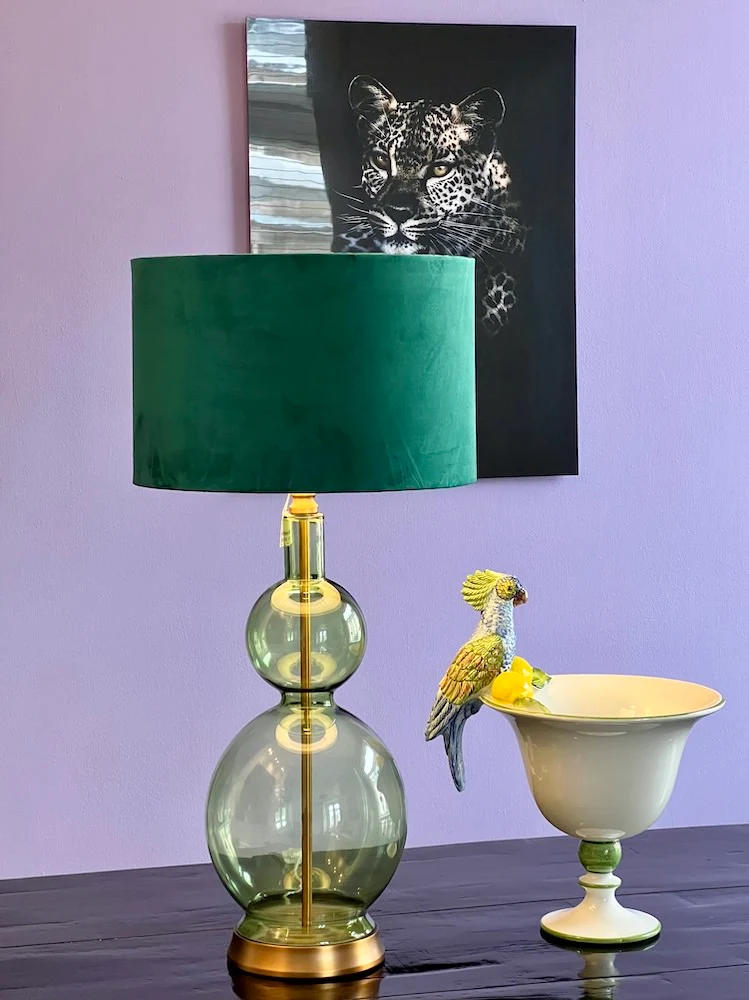 Tischleuchte PIOMBINO grün Glas