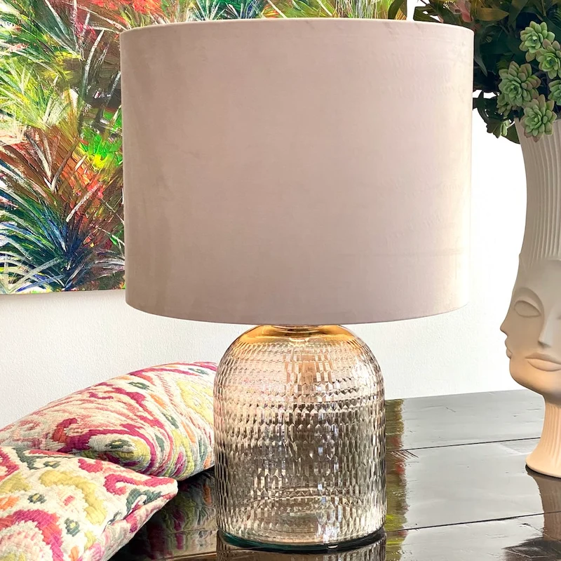 Tischlampe DAWID Glas-Velours hell rosa