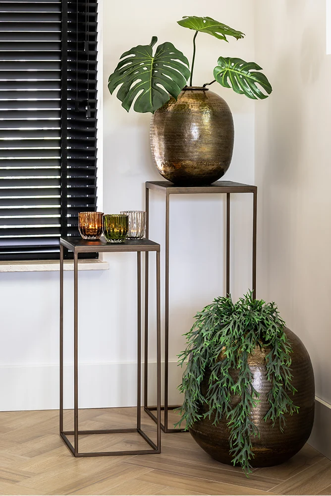 Beistelltisch Säule CHISA Holz schwarz antik Bronze