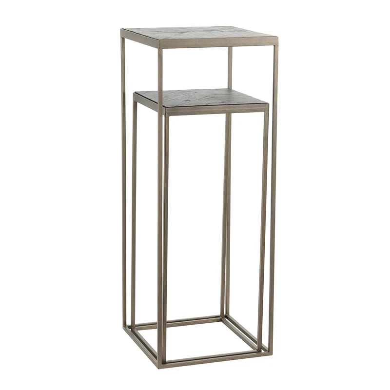 Beistelltisch Säule CHISA Holz schwarz antik Bronze