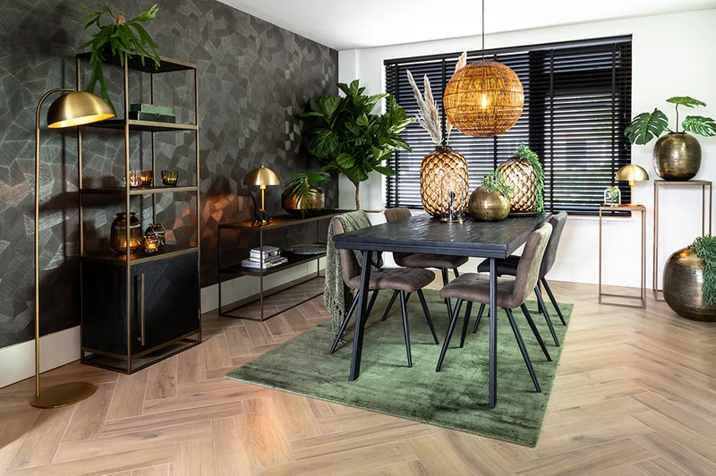 Beistelltisch Säule CHISA Holz schwarz antik Bronze