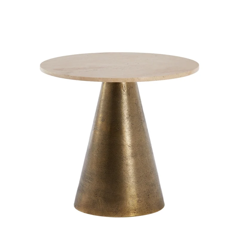 Beistelltisch YNEZ Travertin sand-bronze ø36x51cm