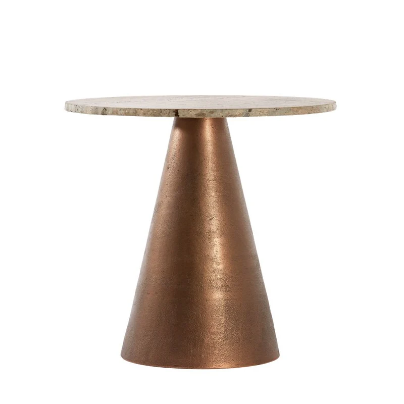 Beistelltisch YNEZ Travertin braun-bronze ø36x51cm