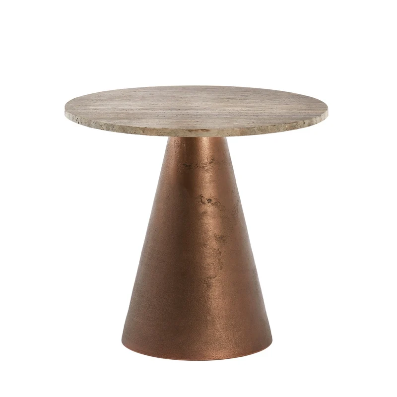 Beistelltisch YNEZ Travertin braun-bronze ø36x51cm
