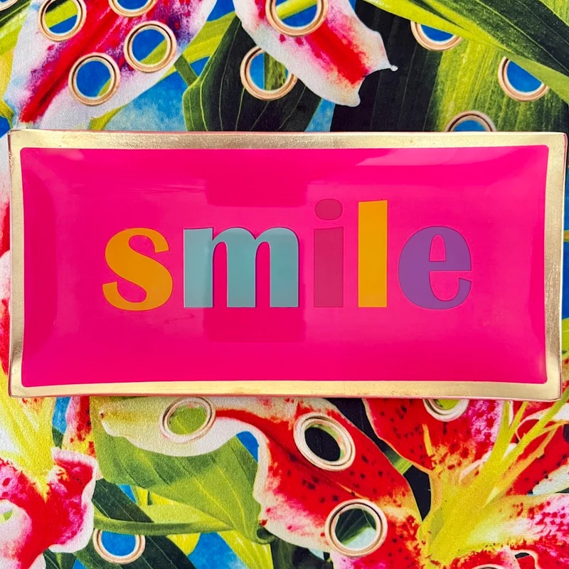 rechteckiger Glasteller SMILE pink 10x0,8x21cm