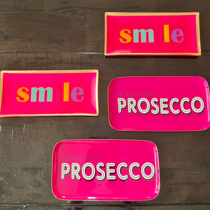 rechteckiger Glasteller SMILE pink 10x0,8x21cm