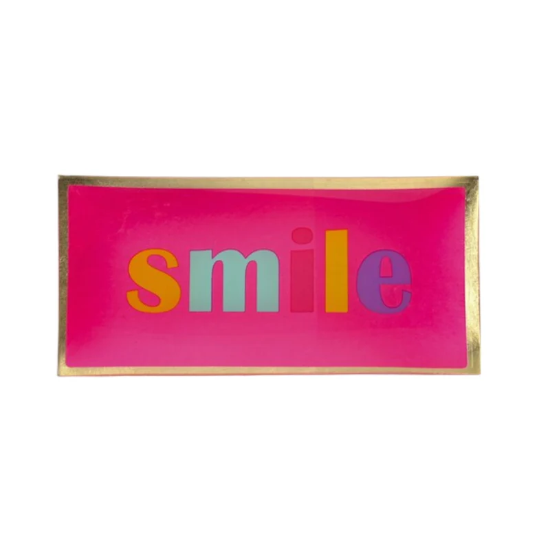 rechteckiger Glasteller SMILE pink 10x0,8x21cm