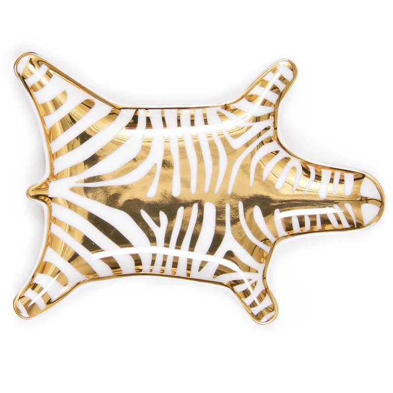 Aufbewahrungsschale ZEBRA in gold + weiß