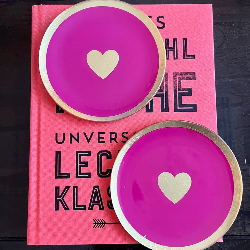 runder Glasteller Herz pink ø13cm