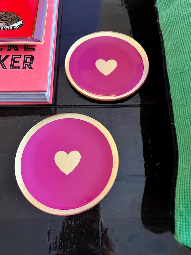 runder Glasteller Herz pink ø13cm