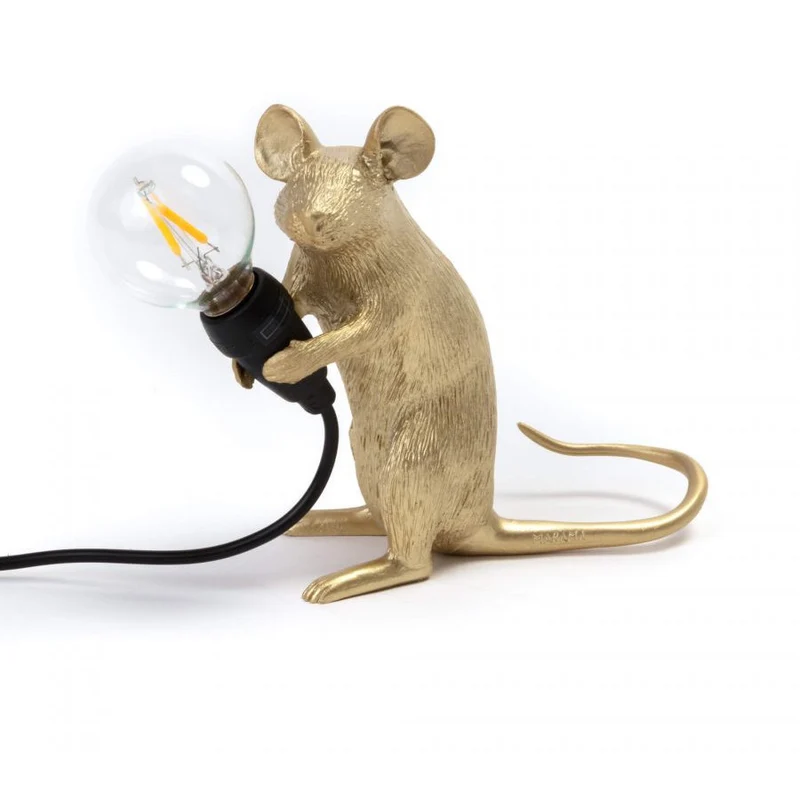 Tischlampe MOUSE sitzend-gold 5x15x12,5 cm mit USB