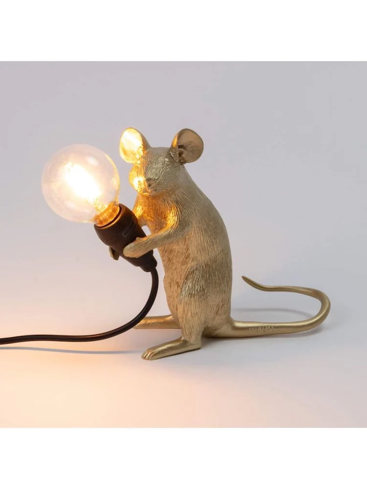 Tischlampe MOUSE sitzend-gold 5x15x12,5 cm mit USB