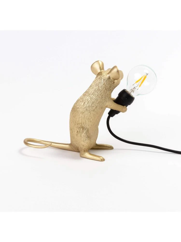 Tischlampe MOUSE sitzend-gold 5x15x12,5 cm mit USB