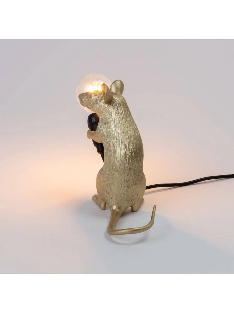 Tischlampe MOUSE sitzend-gold 5x15x12,5 cm mit USB