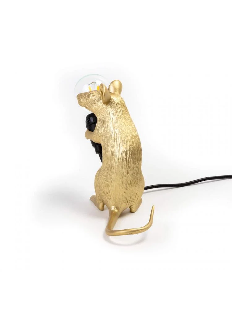 Tischlampe MOUSE sitzend-gold 5x15x12,5 cm mit USB