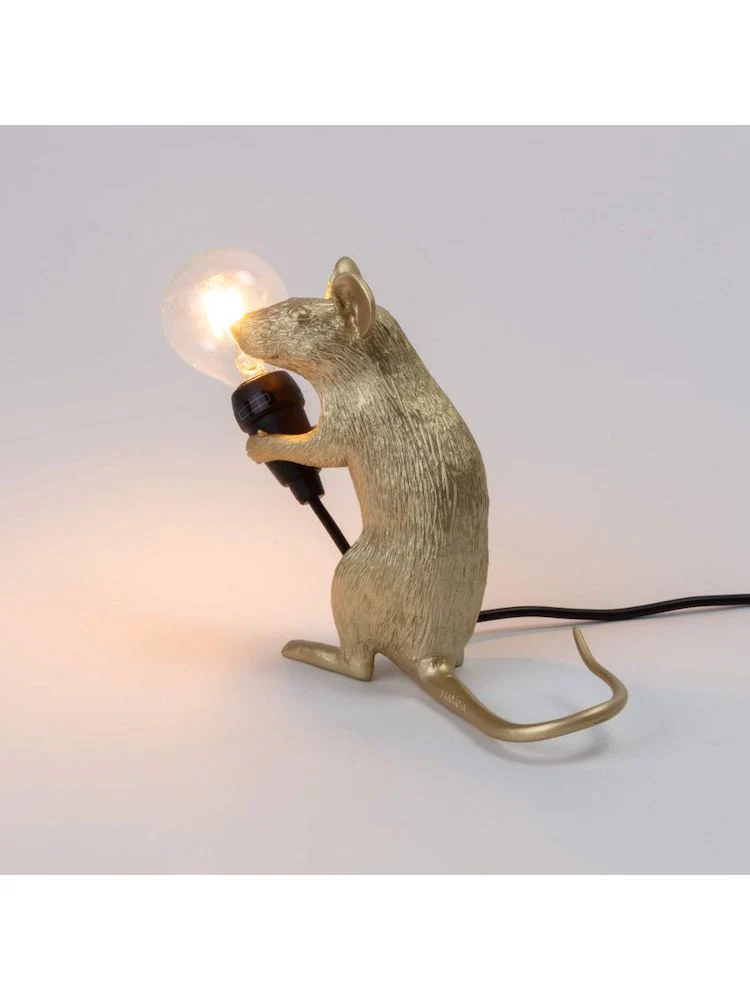 Tischlampe MOUSE sitzend-gold 5x15x12,5 cm mit USB
