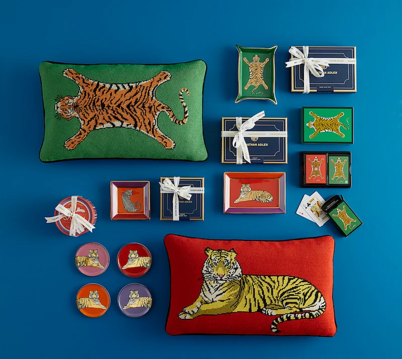 Kissen TIGER grün mit Baumwollsamt