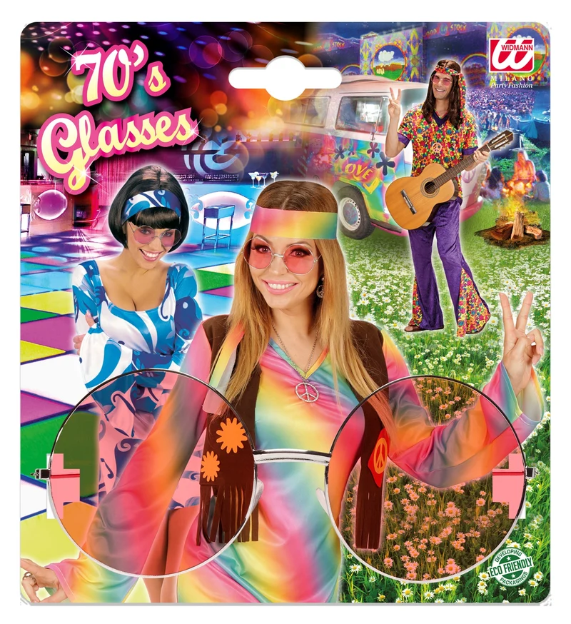 "Hippie" Partybrille XL - Rund | Pink