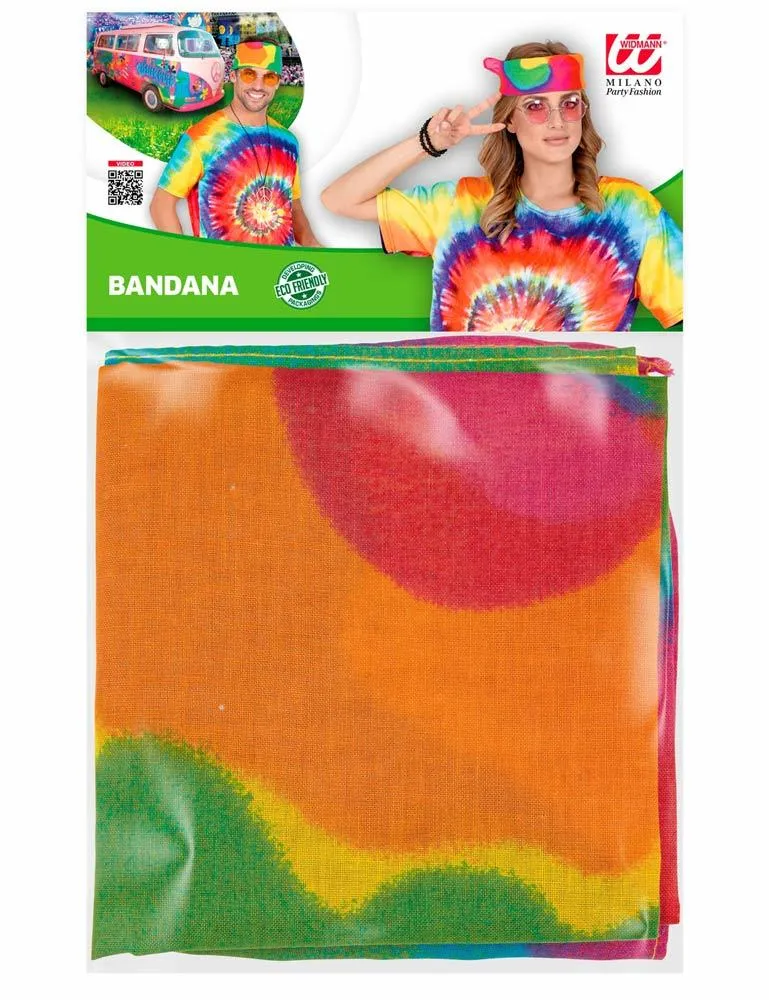Bandana Batik Halstuch Hippie Kostüm - 55x55cm | Bunt