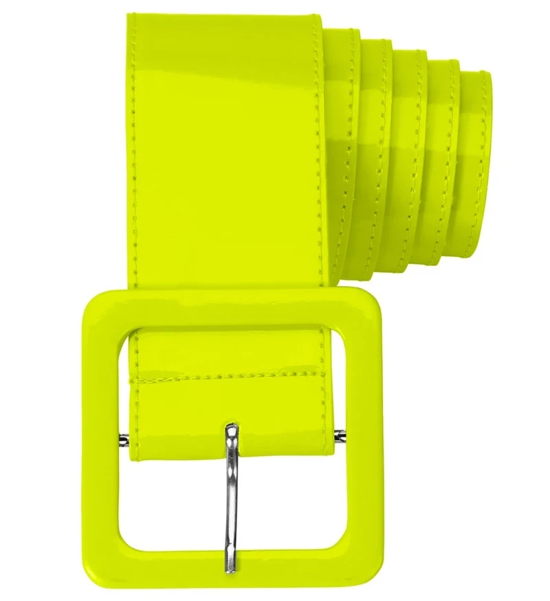 Neon Lack Gürtel für Damen 124 x 5,5 cm | Gelb