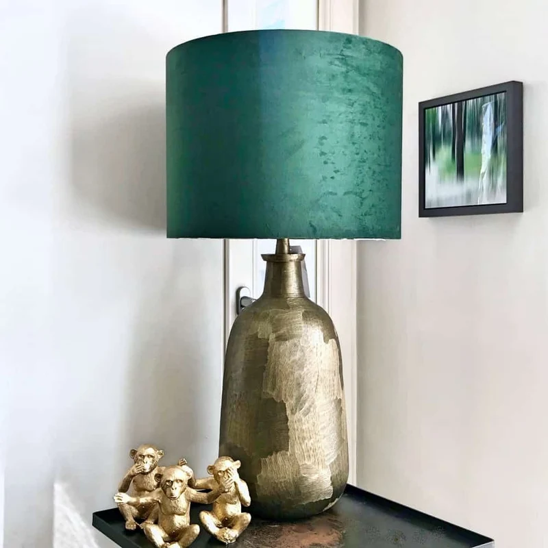 Tischlampe FLATEY Bronze samt grün 75cm