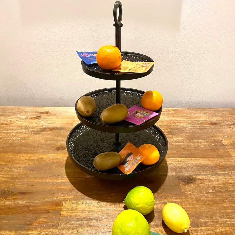 Etagere mit 3 Ebenen 'Lutek' schwarz 48 cm