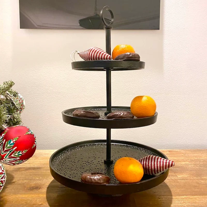 Etagere mit 3 Ebenen 'Lutek' schwarz 48 cm