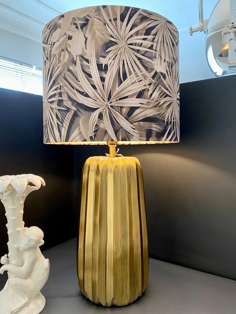 Tischlampe ROMITA antik Bronze Palme 70cm