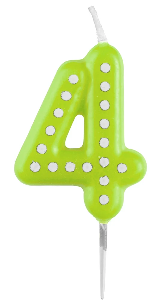 Zahlenkerze mit Punkten 6,5cm | Gr ün # 4