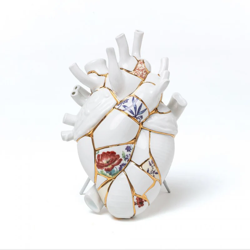 Vase LOVE IN BLOOM Kintsugi weiß-gold