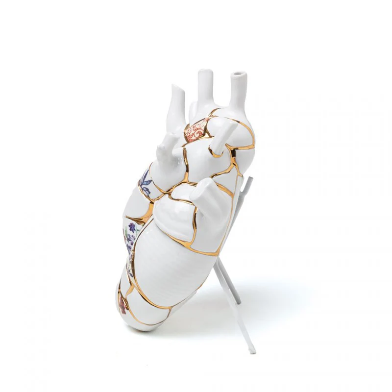 Vase LOVE IN BLOOM Kintsugi weiß-gold
