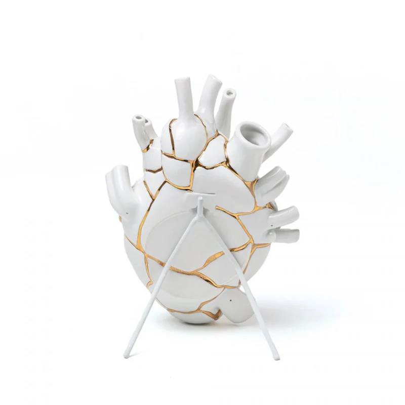 Vase LOVE IN BLOOM Kintsugi weiß-gold