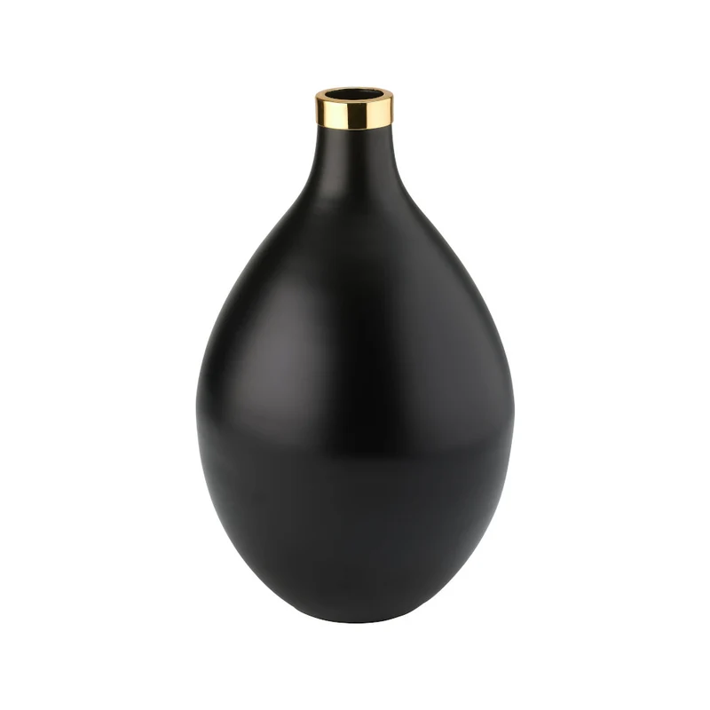 bauchige Vase SAIGON L in schwarz- gold 40 cm