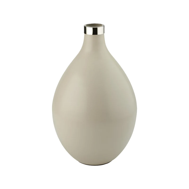 Vase SAIGON L in sandstone- silber bauchig 40 cm
