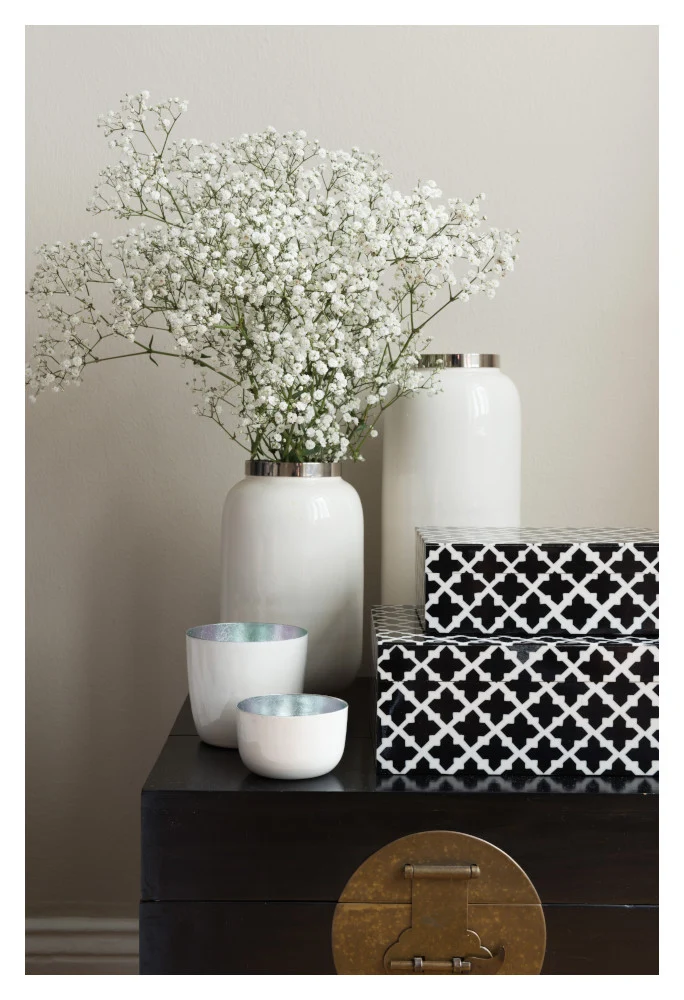 Vase SAIGON S in weiss- silber 20 cm